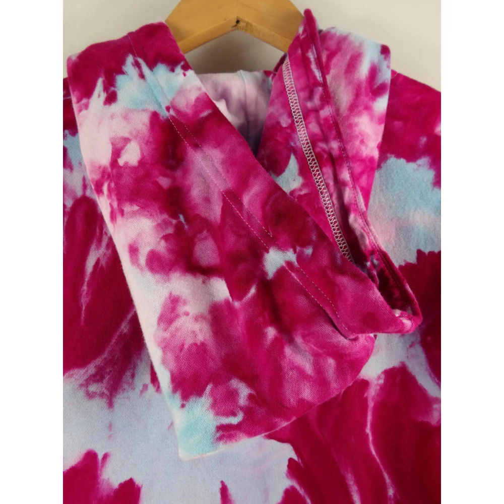 LARGE NIKE Reclaimed Hand-Dyed Hoodie – Vibrant Tie-Dye in Pink and Blue